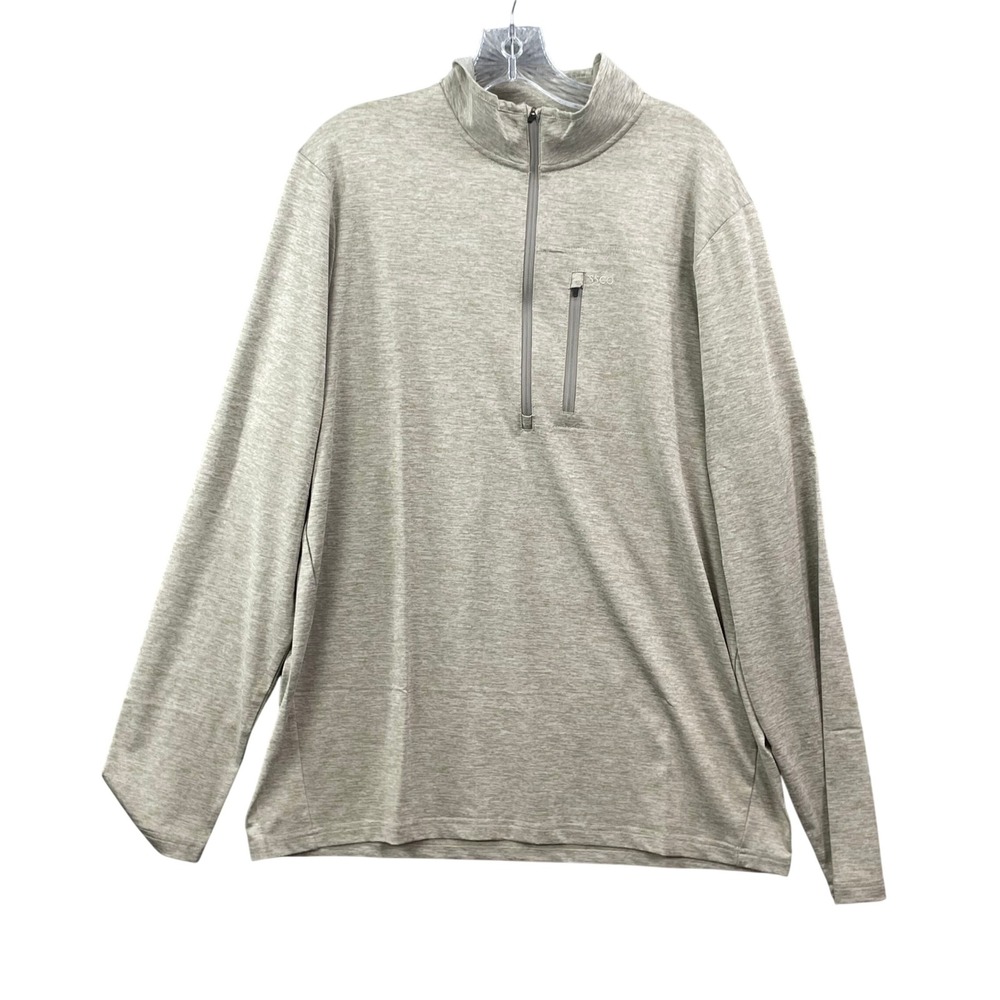 Southern Shirt Back Nine Pullover Men LG Chinchilla Tan 1/4 Zip Golf Performance